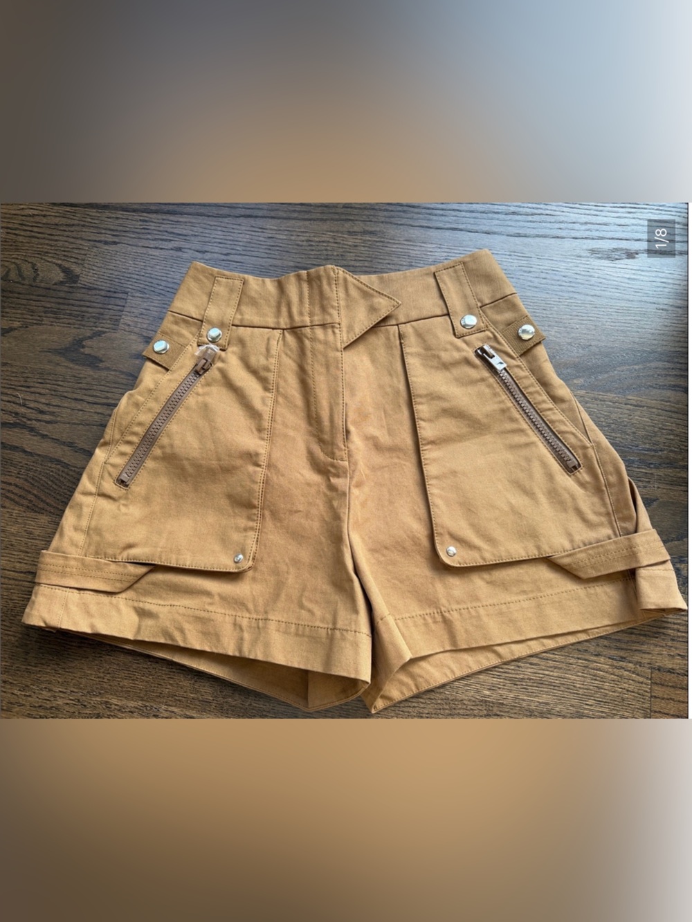 Coach Tan Cargo Utility Shorts with Zip Pockets
